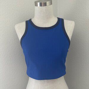Wilo The Label Rib Cropped Blue Colorblock Sleeveless Activewear Tank Top Sz L